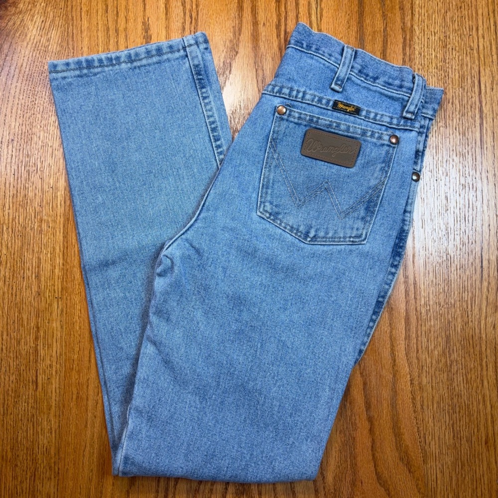 Wrangler Cowboy Cut Jeans Mens 30x32 Light Wash Slim Fit Straight Leg 936ATW